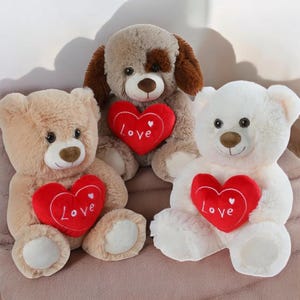 Niedlicher Plüsch-Teddybär mit Herz, weiches Kuscheltiergeschenk, Liebesherz-Plüschtier, Valentinstagsgeschenk für sie, Jahrestagsgeschenk für Freundin
