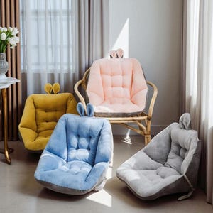 Cute Rabbit Office Chair Cushion | All Season Integrated Seat Pillow | Comfortable Lazy Cushion for Desk, Home, Study | Gift for Her