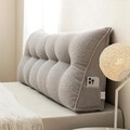 Large backrest pillow for bed, triangle wedge reading cushion, soft boucle support, comfy headboard pillow with side pocket, home decoration