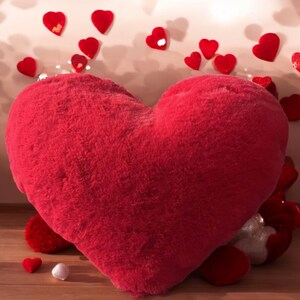 Plüsch-Herzkissen, Herzdekor, Herzkissen, Geschenk für Mama, Herzkissen, Schlafzimmerdekor, Valentinstag, Hochzeitsgeschenk, Herzform.