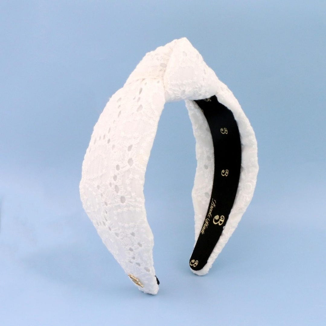 550. NEW The Brooke Shade Designer White Flower Eyelet Topknot Headband The White Flower Eyelet Brooke Shade Topknot Headband - Etsy main image 2