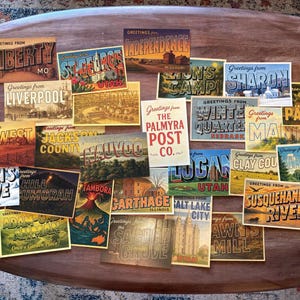 Tarjeta individual: postales de estilo vintage con temática de restauración