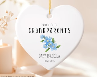 Promoted to Grandparents ornament, personalized baby reveal, Funny New Grandparents Baby announcement gift, Baby Reveal for grandparent