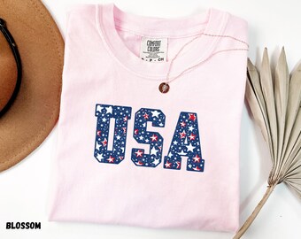 Comfort Colors 4th of July Party T-shirt, USA Shirt, Fourth of July American Tee, Trendy Summer Shirt, Patriotic Red White Blue USA Shirt