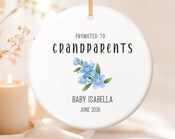 Promoted to Grandparents ornament, personalized baby reveal, Funny New Grandparents Baby announcement gift, Baby Reveal for grandparent