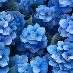 Blue Hydrangeas Seamless Design #1014 | 12 x 12 inches | 300 DPI | PNG