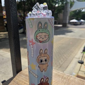 Custom Labubu Tumbler: Candy Iced Topper, Whipped Cream Design