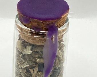 Wiccan Mental Wellness Spell Jar, Amethyst, Black Tourmaline, Lemon Balm (10 ML)