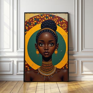 Afrocentric Black Woman Art Print: Vibrant African Princess Portrait (Digital Download)