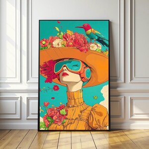 Astro Girl Pop Art Print: Vintage Dress, Steampunk Portrait (Digital Download)