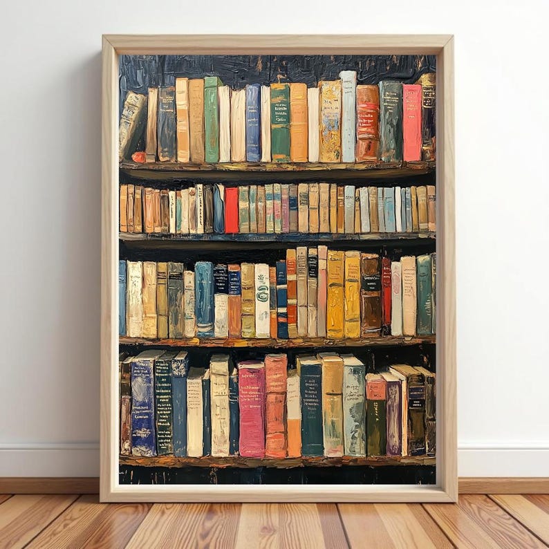 Vintage Bookshelf Art Print: Literary Home Decor (digital Download) - Etsy