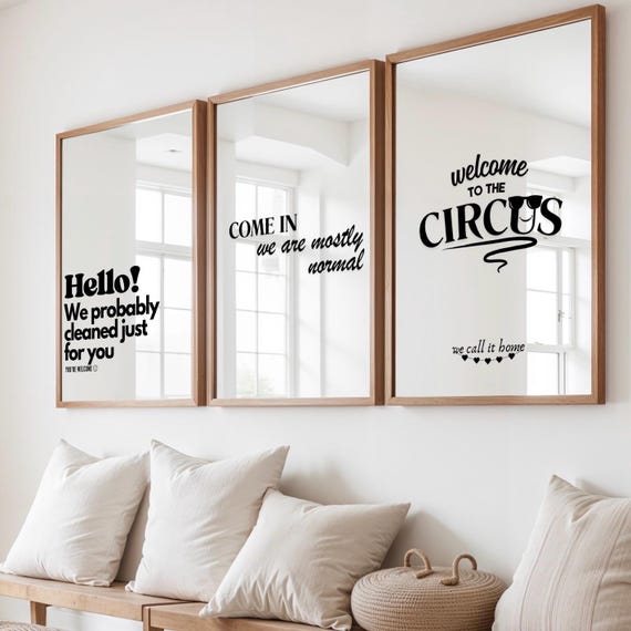 Funny Hallway Quotes Print Set: Minimalist Typography Art (Digital Download