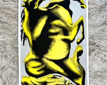 Yellow Horse Risograph Print – Graphic Animal Poster – Modern Wall Art A3