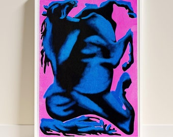 Bold Horse Risograph Print – Graphic Horse Poster – Modern Wall Art A3