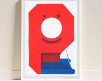 Happy Office Day – Risograph Print – Graphic Poster – Modern Wall Art A4