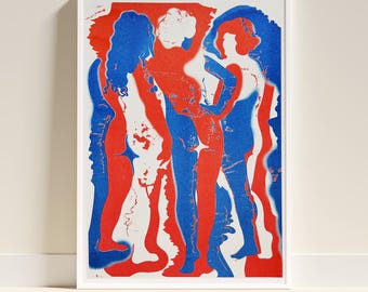 Abstract Body Risograph Print – Modern Figurative Poster – Graphic Art Print A3