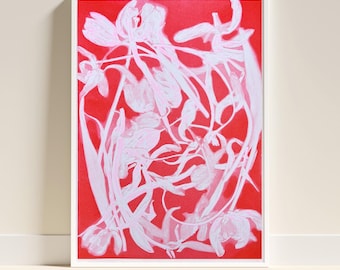 Abstract Birthday Flowers Risograph Print – Botanical Wall Art – Modern Poster A3