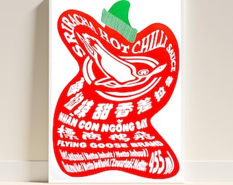 Red Chili Art Print – Risograph Poster – Bold Wall Decor A3