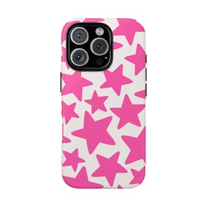 Pink Stars Phone Case, Tough Protective iPhone Case, iPhone 16 Case, Pink Stars Samsung Case, Pink Stars Pixel Case, Fun Gifts Under 25