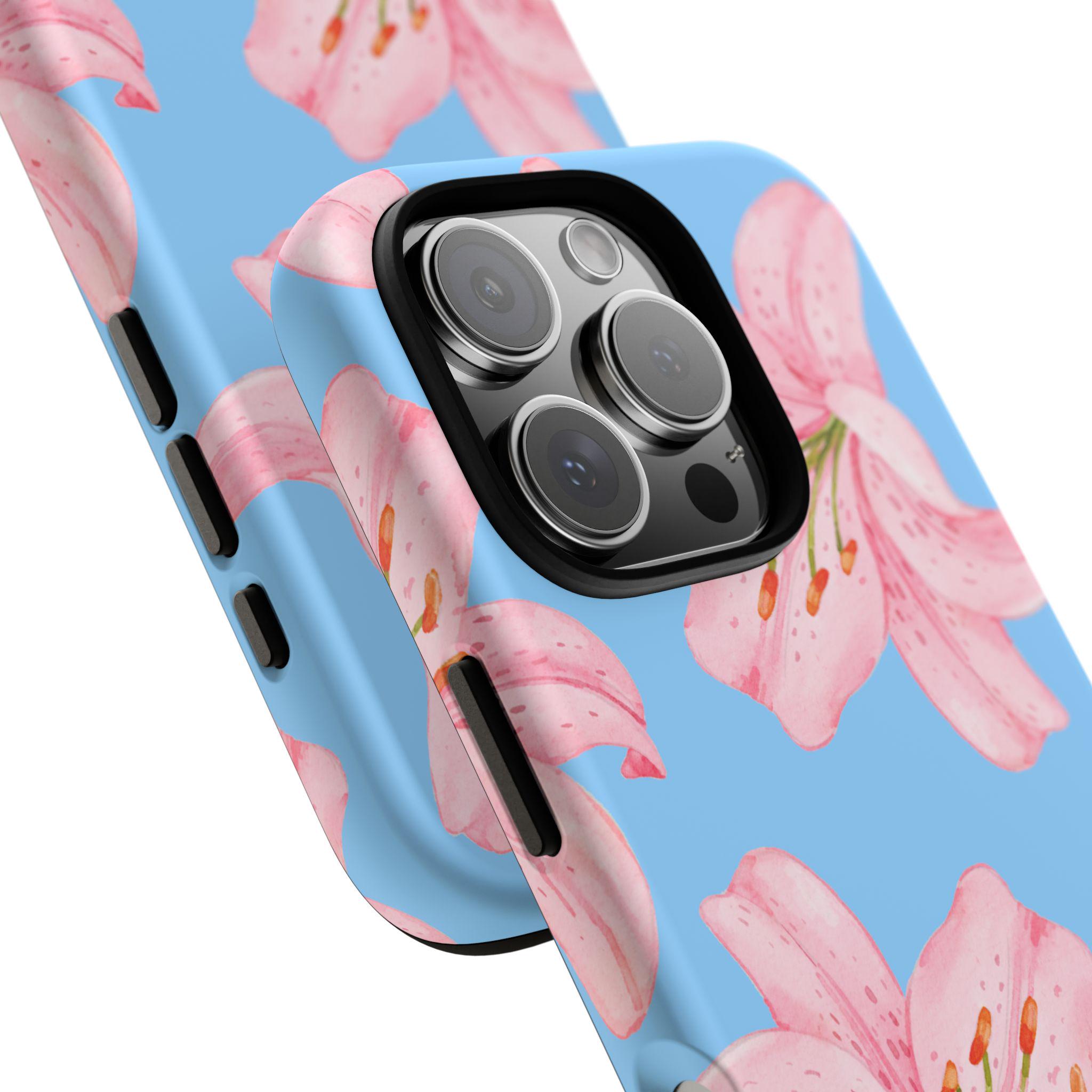 Lilly Phone Case Blue, Lilies, iPhone 16 Case, iPhone 14, iPhone