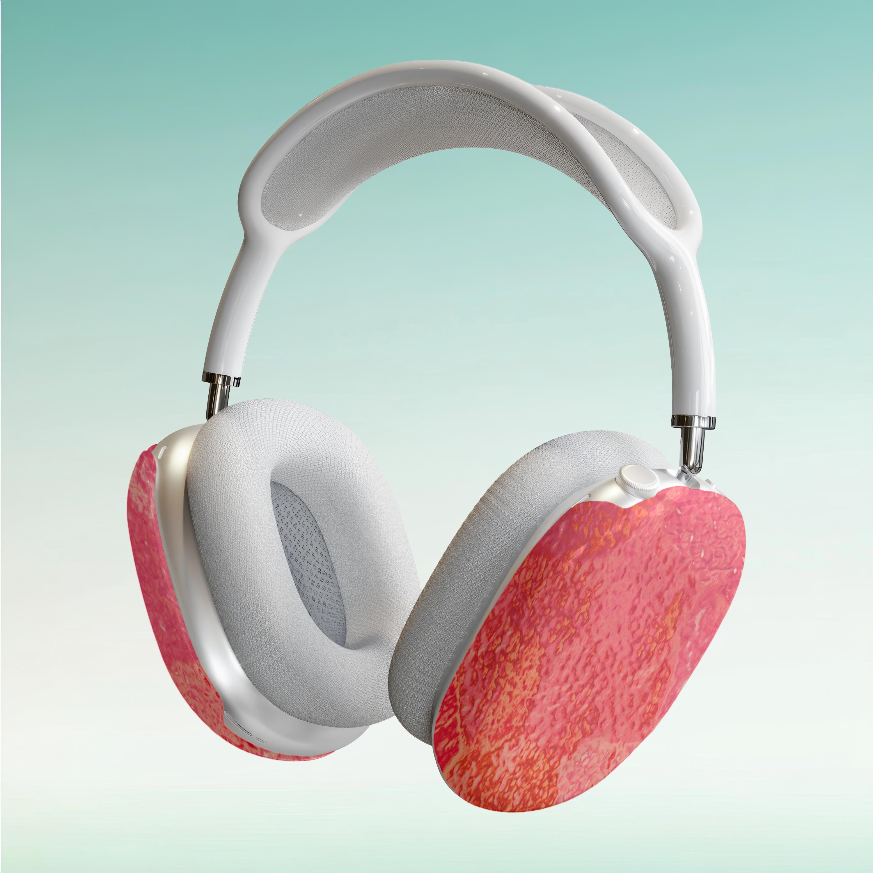 レッドのAirPod Maxケース（カラーガラス風）、AirPod Max用オリジナル