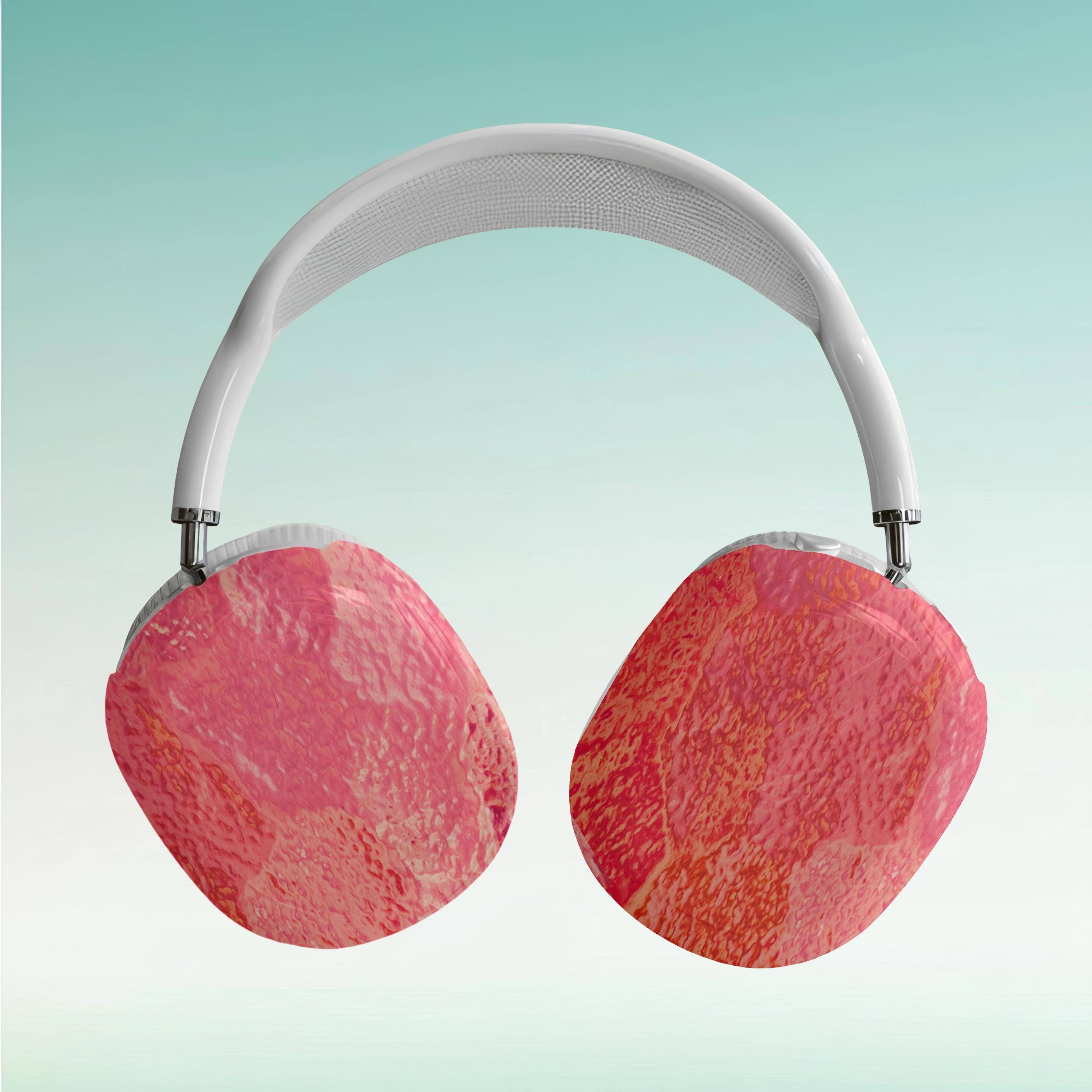 レッドのAirPod Maxケース（カラーガラス風）、AirPod Max用オリジナル