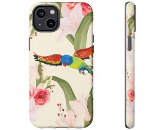 Parrot & Flowers Phone Case, iPhone 16 Case, iPhone 15, iPhone 11