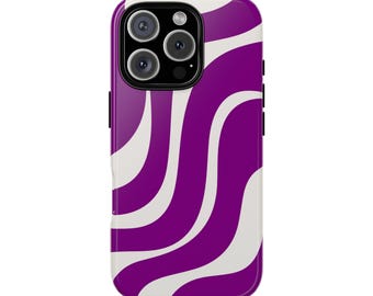 波線模様のパープルiPhoneケース（iPhone 16、iPhone 14、iPhone 11