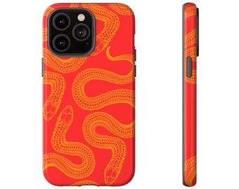 Snakes Red Phone Case, iPhone 16 Case, iPhone 14, iPhone 11 Case, iPhone Case, Samsung Case, Pixel Case, More Models, Snake Lover Gifts