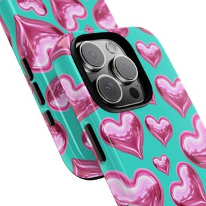3D Pink Hearts Phone Case, Mother&#39;s Day, Eid Gifts for Her, iPhone 16 Case, iPhone 12 Case, iPhone 11, iPhone Case, Samsung Case, Pixel Case