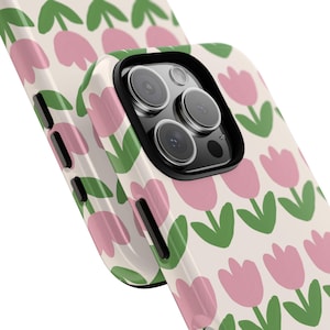Pink Tulips-telefoonhoesje, iPhone 16-hoesje, iPhone 12, iPhone 11, iPhone-hoesje, Samsung-hoesje, Pixel-hoesje, Meer modellen, Bloemenprint, Valentijnsdag