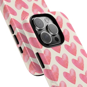 Pink Hearts Protective Phone Case, Mother&#39;s Day, Eid Gifts Her, iPhone 16 Case, iPhone 12, iPhone 11, iPhone Case, Samsung Case, Pixel Case