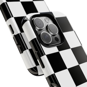 Funda para teléfono con cuadros en blanco y negro, funda para iPhone 16, iPhone 15, iPhone 14, funda para iPhone, funda para Samsung, funda para Pixel, más modelos, tablero de ajedrez