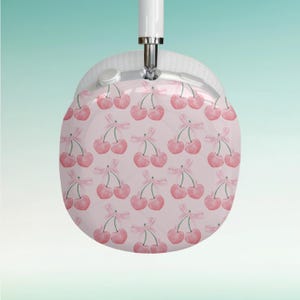 Kokette Kirsche Schleife AirPod Max Hülle, Kirschen Airpod Max Hülle, Rosa Kirsche Schleifen Design, Geschenk für Sie, Musikliebhaber, trendiges Tech Accessoire