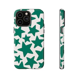 Green Stars Phone Case, Tough Protective iPhone Case, iPhone 16 Case, iPhone 11 Case, Stars Samsung Case, Stars Pixel Case, Gifts Under 25