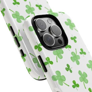 Four Leaf Clover Phone Case in Shamrock Case, St Patricks Day, Tough Green iPhone 16 Case, iPhone 14, iPhone Case, Samsung Case, Pixel Case