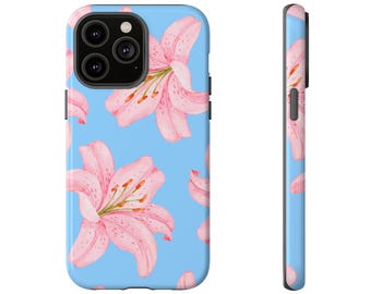 Lilly Phone Case Blue, Lilies, iPhone 16 Case, iPhone 14, iPhone 11, iPhone Case, Samsung Case, Pixel Case, More Models, Flower Lover Gifts