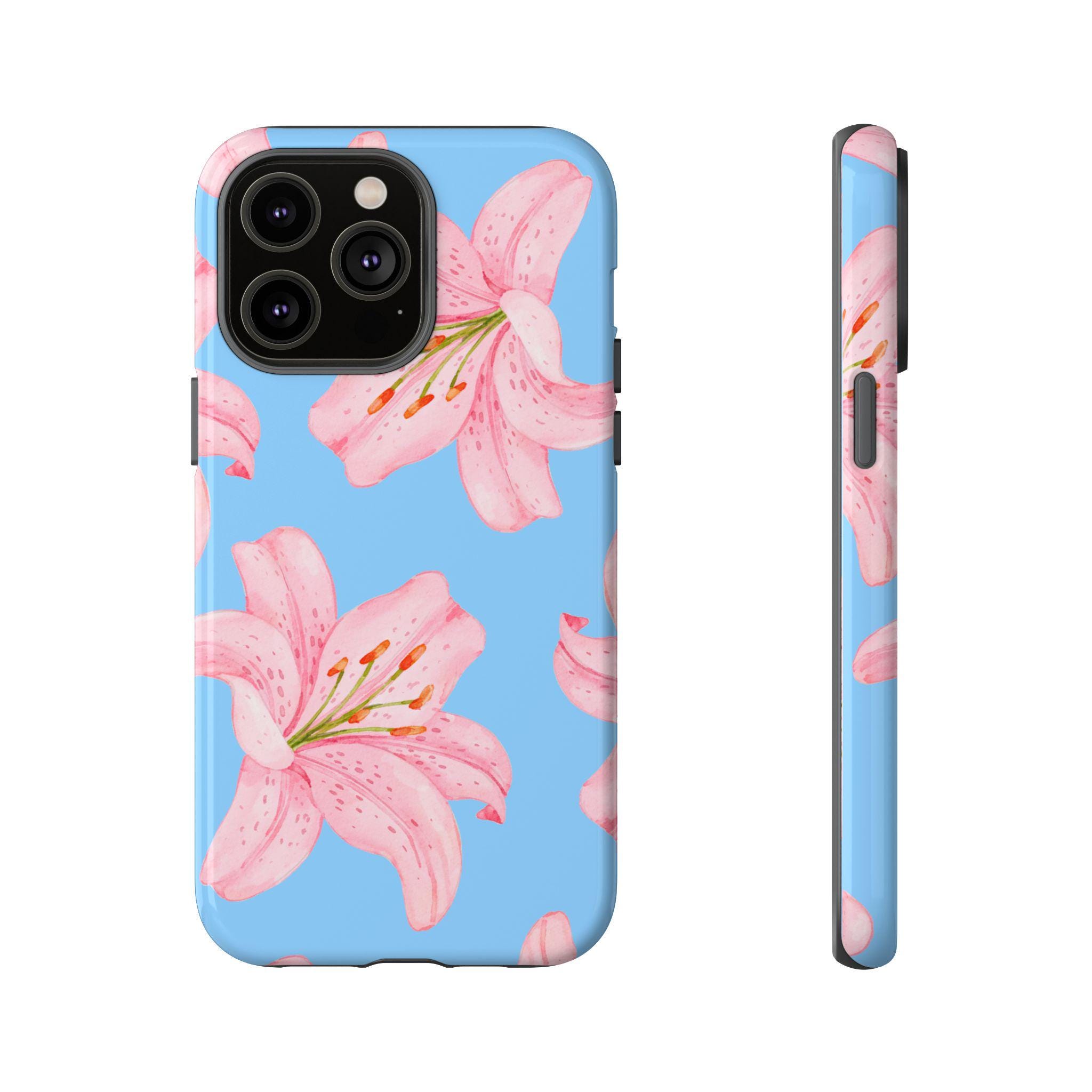 Lilly Phone Case Blue, Lilies, iPhone 16 Case, iPhone 14, iPhone