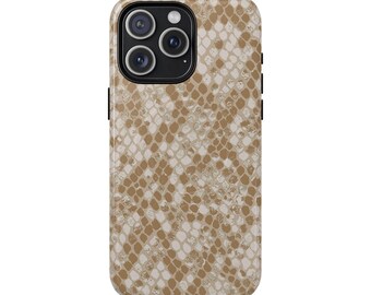 Funda MagSafe® con diseño de piel de serpiente para iPhone 15 y 14, fundas magnéticas resistentes, compatible con MagSafe, regalos por menos de 30 dólares