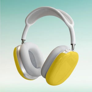 Puede incluir: Auriculares supraaurales amarillos y blancos con diadema y almohadillas blancas. Las copas son de color amarillo brillante y las almohadillas de color gris claro. Los auriculares tienen un diseño moderno y minimalista.