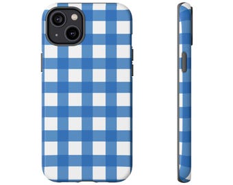 Blue Gingham Phone Case, Cottagecore iPhone 16 Case, iPhone 12 Case, iPhone 11 Case, iPhone Case, Samsung Case, Pixel Case, Gifts Under 25