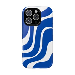 Wavy Lines Phone Case in Blue iPhone 16 Case, iPhone 14 Case, iPhone 11 Case, iPhone Case, Samsung Case, Pixel Case, Tech Gifts Under 30