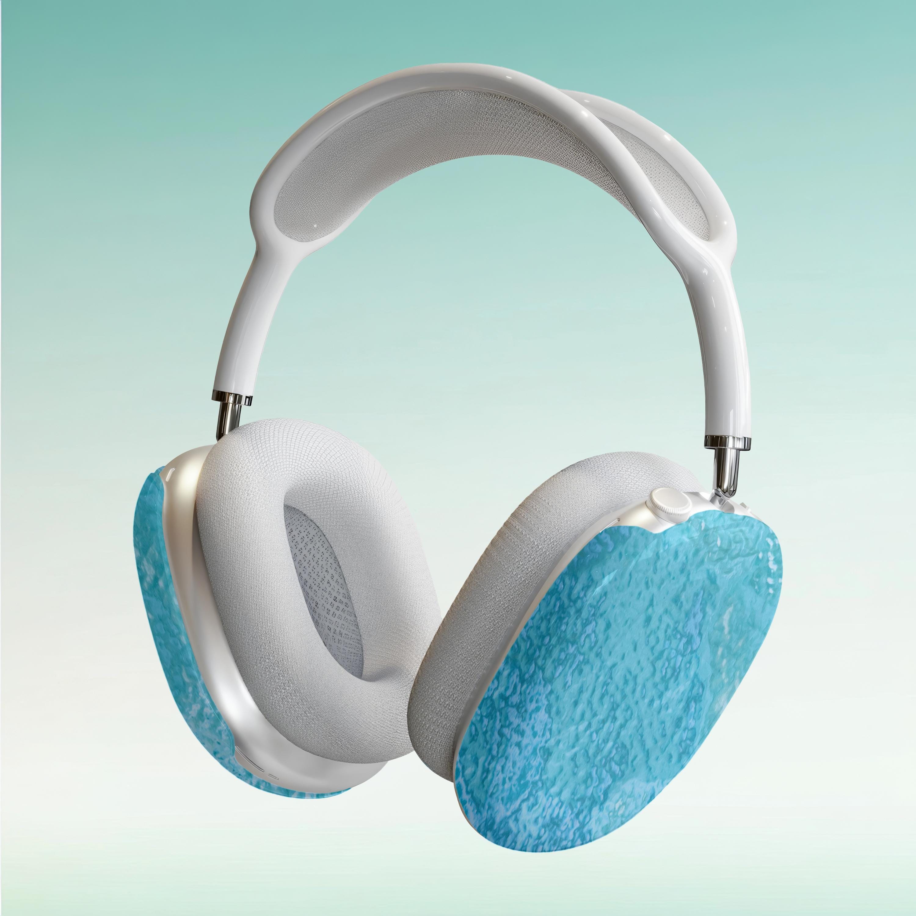 ガラスのような質感のブルーAirPod Maxケース、AirPod Max用のユニーク