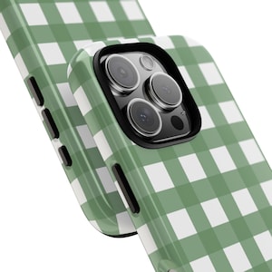Grüne Vichy Karo Handyhülle, Cottagecore iPhone 16 Hülle, iPhone 12 Hülle, iPhone 11 Hülle, iPhone Hülle, Samsung Hülle, Pixel Hülle, Geschenke unter 25