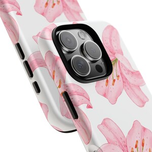 Funda para teléfono con diseño de lirios, funda para iPhone 16 con diseño de lirios, funda protectora resistente para iPhone, funda para Samsung, funda para Pixel, regalos para amantes de las flores. imagen 7