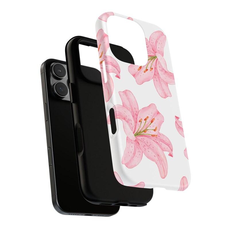 Funda para teléfono con diseño de lirios, funda para iPhone 16 con diseño de lirios, funda protectora resistente para iPhone, funda para Samsung, funda para Pixel, regalos para amantes de las flores. imagen 6
