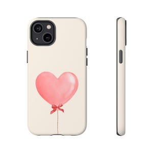 Pink Heart Balloon Phone Case, Tough Protective iPhone 16 Case, Tough iPhone Case, Tough Samsung Case, Tough Pixel Case, Heart Design Case