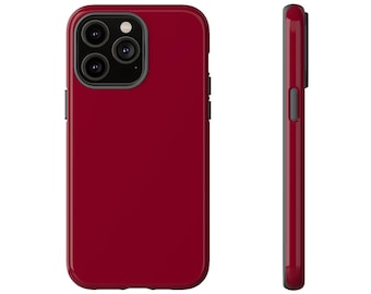 Burgundy Phone Case, Solid Burgundy Tough Protective iPhone 17 Case, iPhone Case, Samsung Case, Pixel Case, On Trend Burgundy Phone Case
