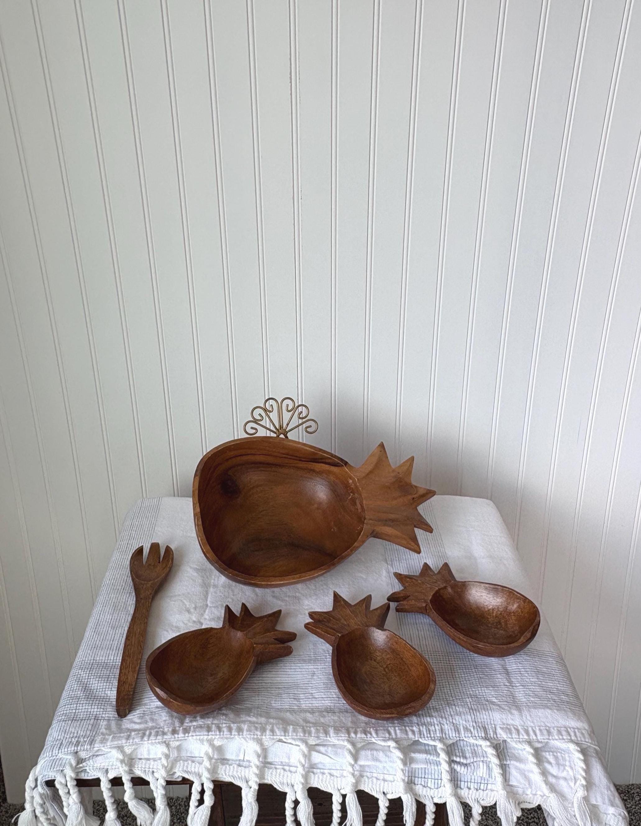 Set De Salade En Bois Tiki - 7 Pièces - Occasion