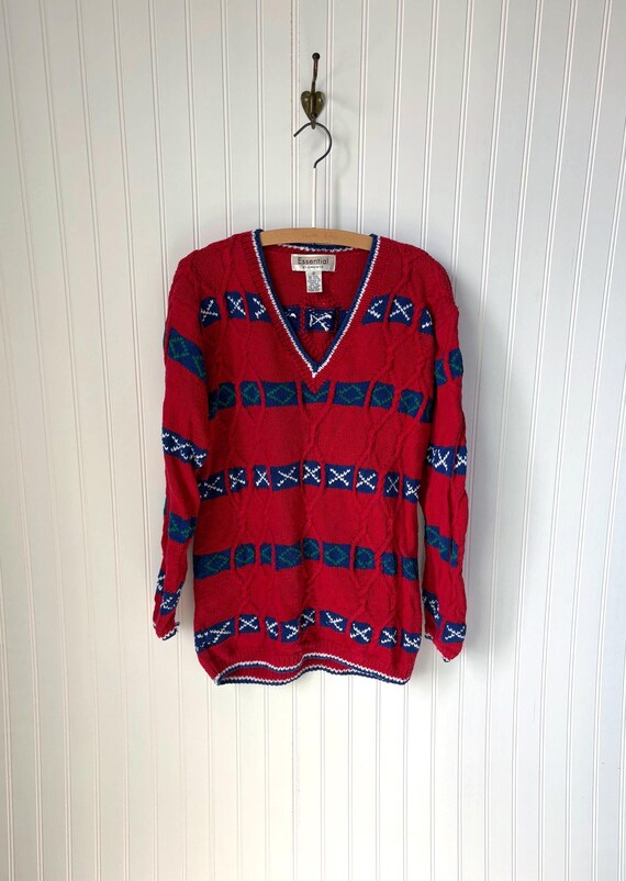 Vintage 1980's Essential Elements nautical knit sweater
